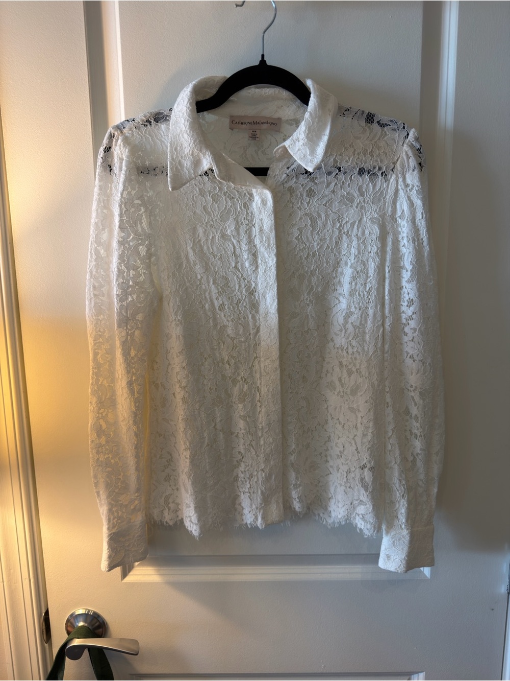 Catherine Malandrino White Lace Button-Down Shirt